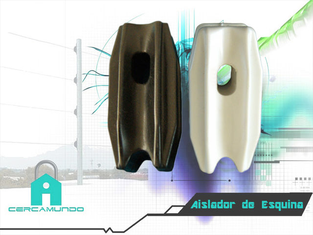 Aislador de “Esquina” o aislador de arranque con
protección U.V. elegante diseño de uso universal para
inicio y/o termino de cerca eléctrica, diseñado para una
instalación confiable,